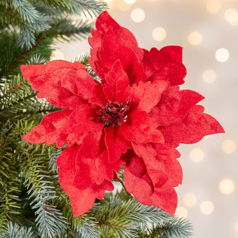 Świąteczny kwiat dekoracyjny z miękkiej tkaniny