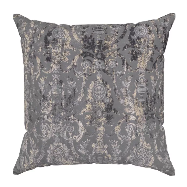 Poszewka szyta grafitowo złocista z grubej, welwetowej tkaniny, zdobiona delikatnie połyskującym nadrukiem