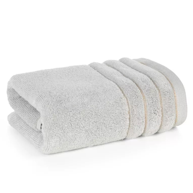 Ręcznik do rąk 30x50 cm bawełniany kolor srebrny z błyszczącą bordiurą 500 g/m2 NADINE