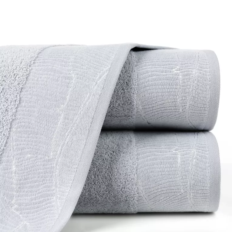 Ręcznik do rąk 30x50 cm bawełniany kolor srebrny z ozdobną bordiurą 485 g/m2 METALIC