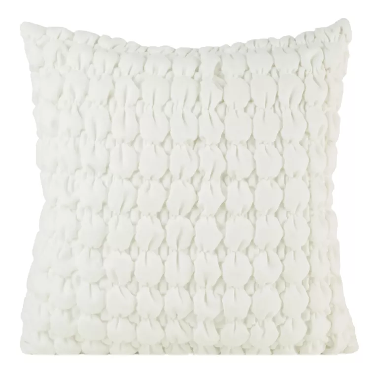 Poszewka na poduszkę 45x45 cm welwetowa kolor biały zdobiona wzorem 3D VELVET 193 Eurofirany Premium