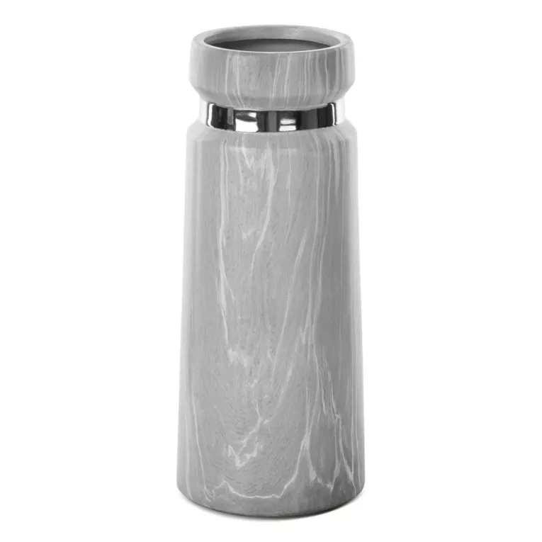 Wazon ceramiczny ALIZA o nowoczesnym kształcie i marmurowej strukturze ze złotą obręczą