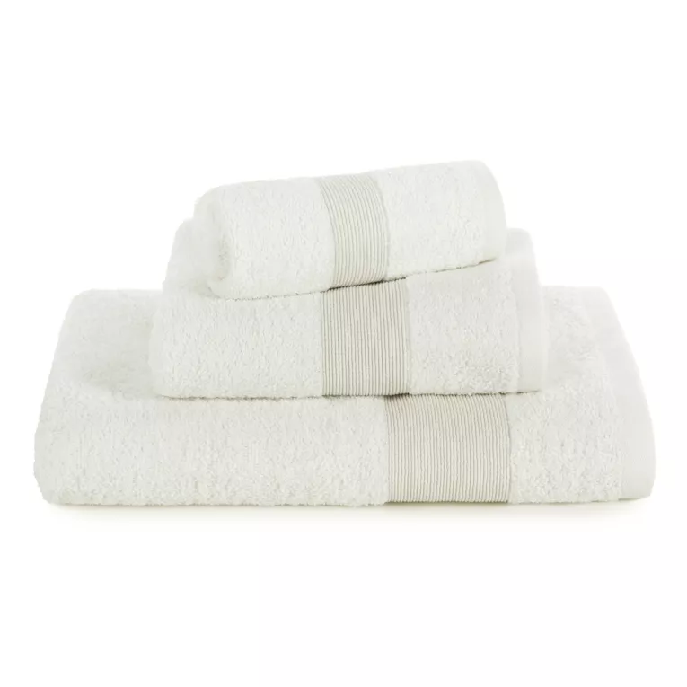 Ręcznik do rąk 30x50 cm bawełniany kolor kremowy z ozdobną błyszczącą bordiurą 500 g/m2 ZOJA