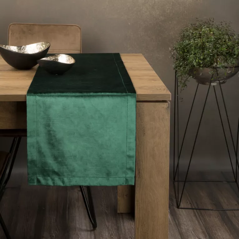 Bieżnik na stół ciemnozielony 35x180 cm welwetowy ROYAL 2