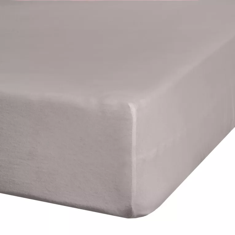 Prześcieradło jersey z gumką 220x200 cm z bawełny kolor jasnoszary 140 g/m2