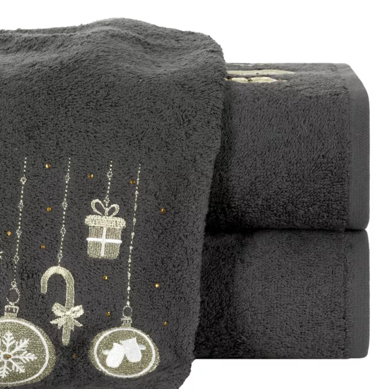 Ręcznik kąpielowy świąteczny 50X90 cm bawełniany kolor stalowy 450 g/m2 SANTA