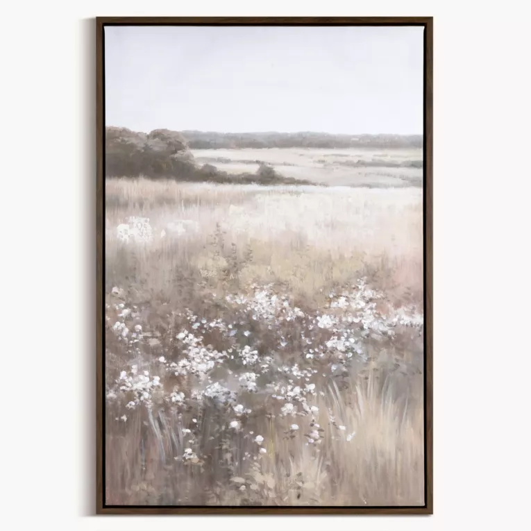 Obraz beżowo, biały nadruk na płótnie pejzaż 60x90 cm