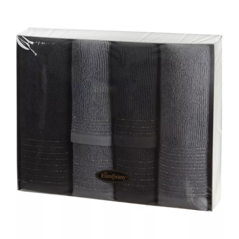 Zestaw ręczników bawełnianych na prezent 2 szt 30x50 cm, 2 szt 50x90 cm, 2 szt 70x140 cm kolor czarny, stalowy