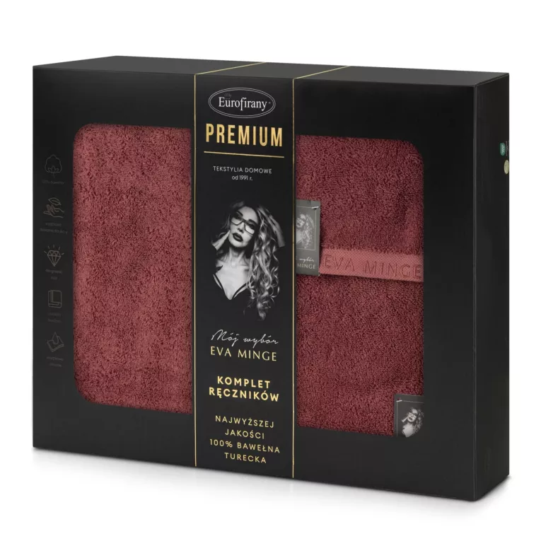 Zestaw ręczników bawełnianych na prezent 3 szt kolor ceglasty 550 g/m2 VENUS Eva Minge