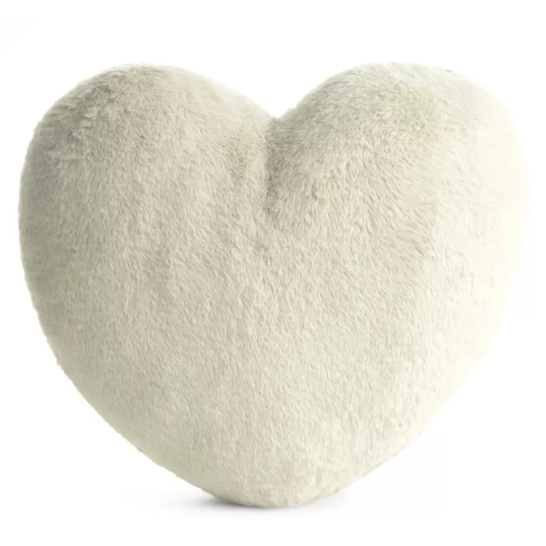 Poduszka w kształcie serca 45x45 cm z przyjemnego futerka kremowa