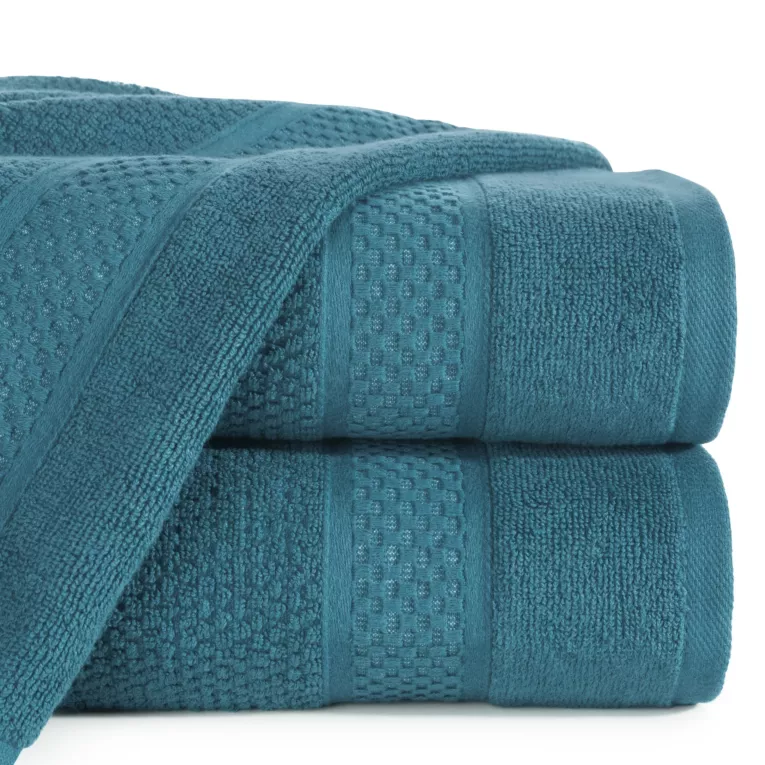 Ręcznik do rąk 30x50 cm bawełniany kolor turkusowy z żakardową bordiurą 500 g/m2 DANNY