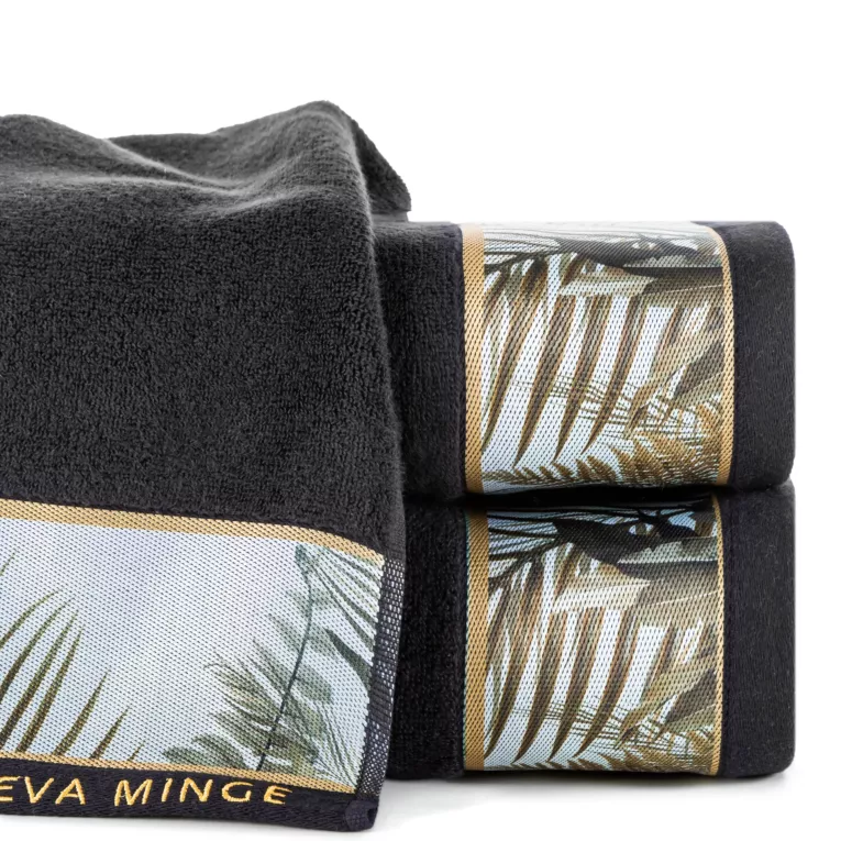 Ręcznik kąpielowy 50X90 cm bawełniany kolor czarny z designerską bordiurą 500 g/m2 EVA 17 Eva Minge