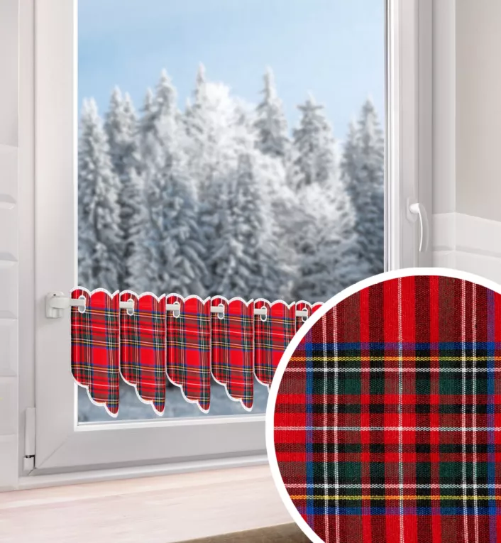 Tkanina zazdrostka, z motywem świątecznej kraty