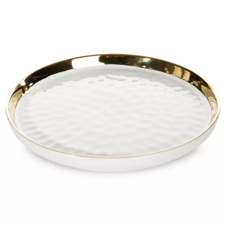 Patera dekoracyjna ETNA zdobiona wytłaczanym wzorem i złotymi dodatkami