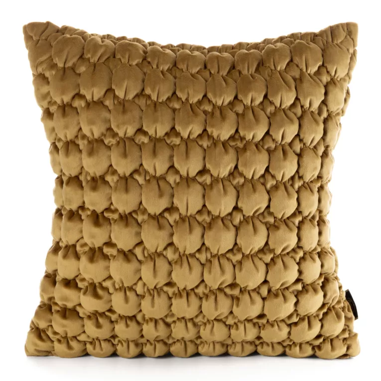 Poszewka na poduszkę 45x45 cm welwetowa kolor musztardowy zdobiona wzorem 3D VELVET 193 Eurofirany Premium