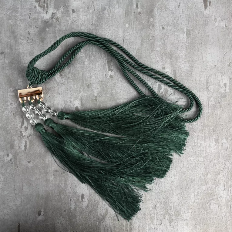 Dekoracyjny sznur do zasłon NORA upinacz z trzema chwostami i koralikami