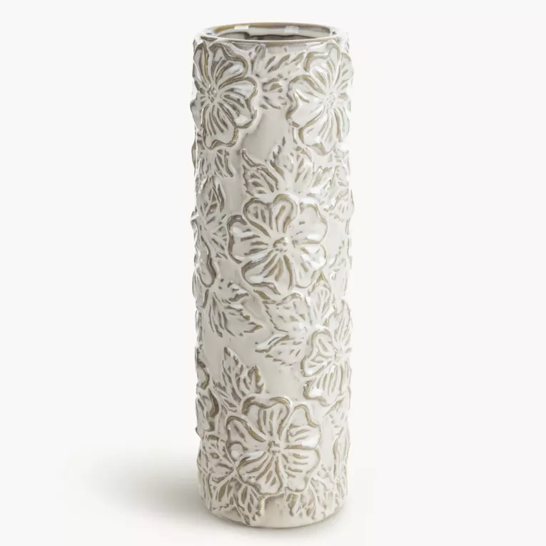 Wazon ceramiczny NAIRA z wytłaczanym wzorem kwiatów