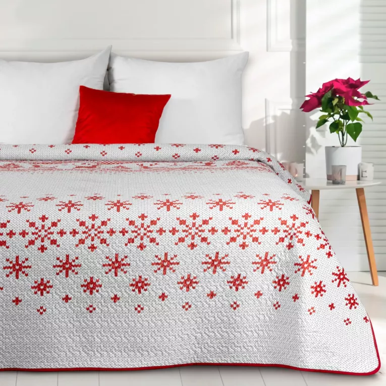 Narzuta świąteczna NOEL z miękkiego welwetu z motywem skandynawskim