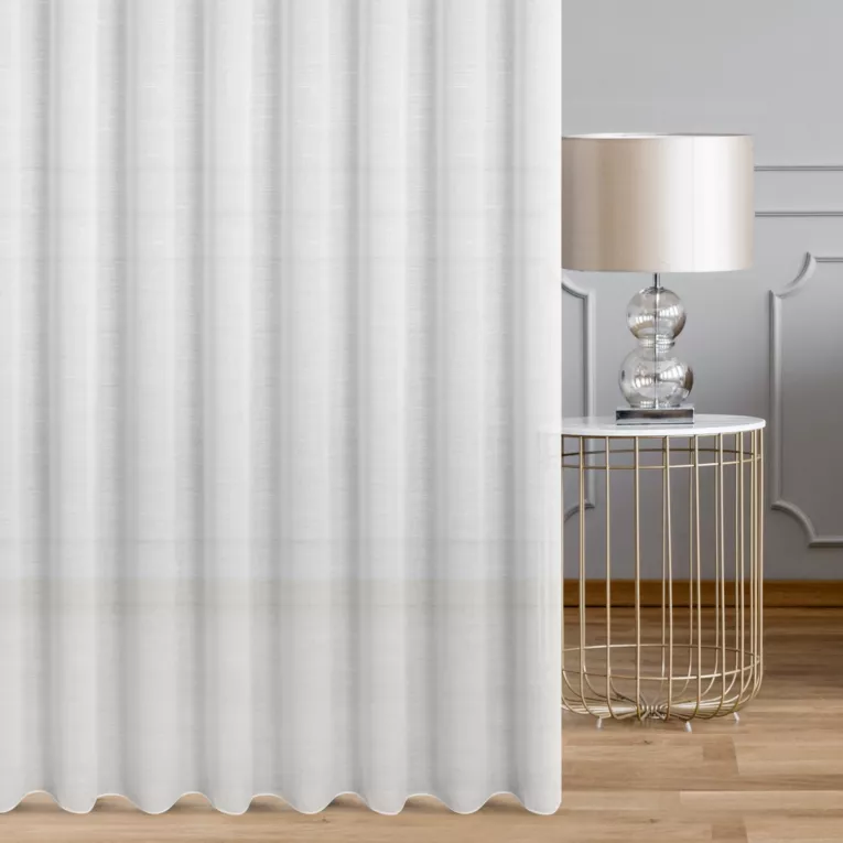 Tkanina firanowa, gładka matowa etamina, wykończona obciążnikiem