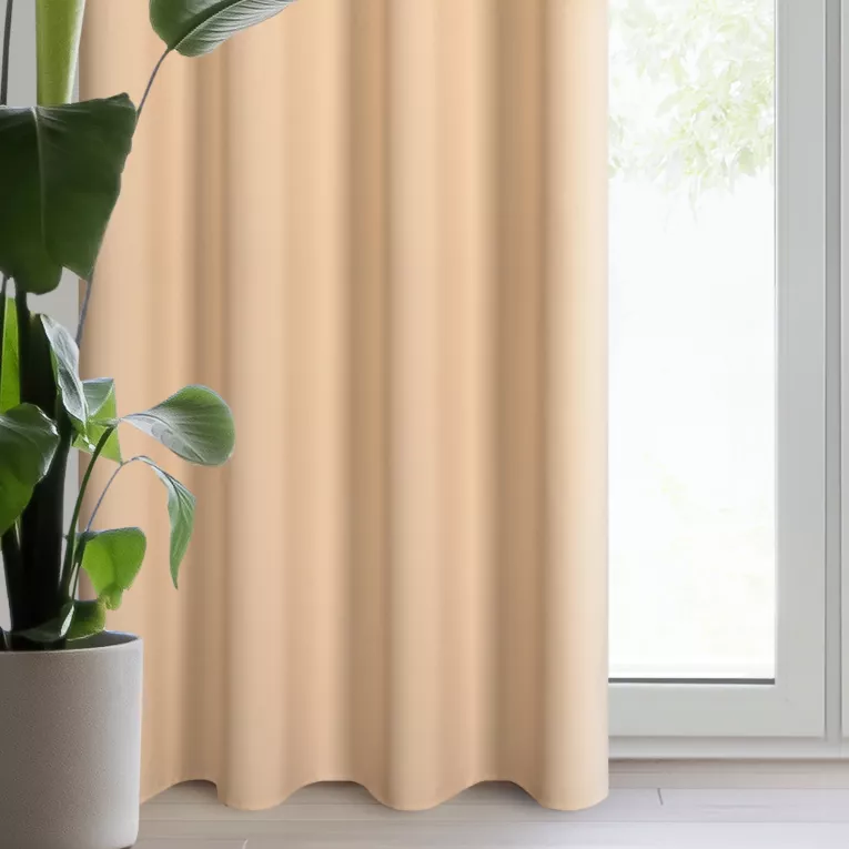 Zasłona ciemnokremowa z matowej gładkiej tkaniny 140x250 cm przelotka - RITA