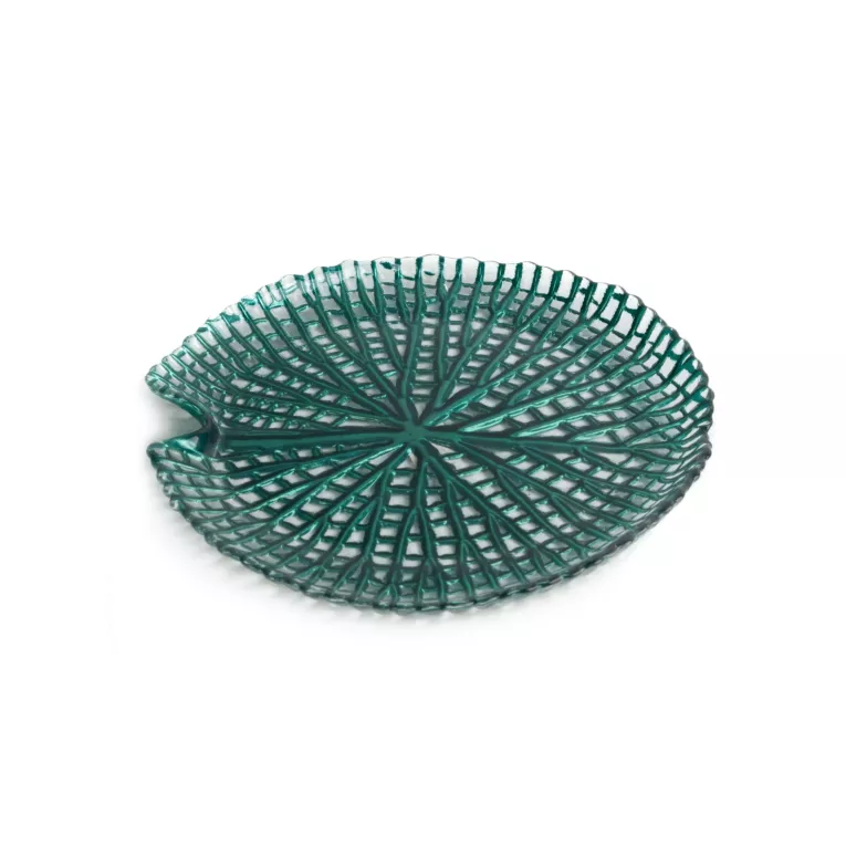 Patera MELA ze szkła artystycznego w kształcie liścia lilii wodnej
