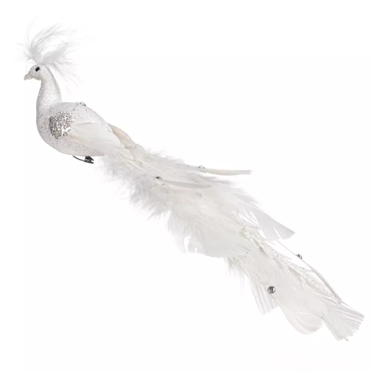 Ozdoba choinkowa PTAK z lśniącym brokatem i piórkami