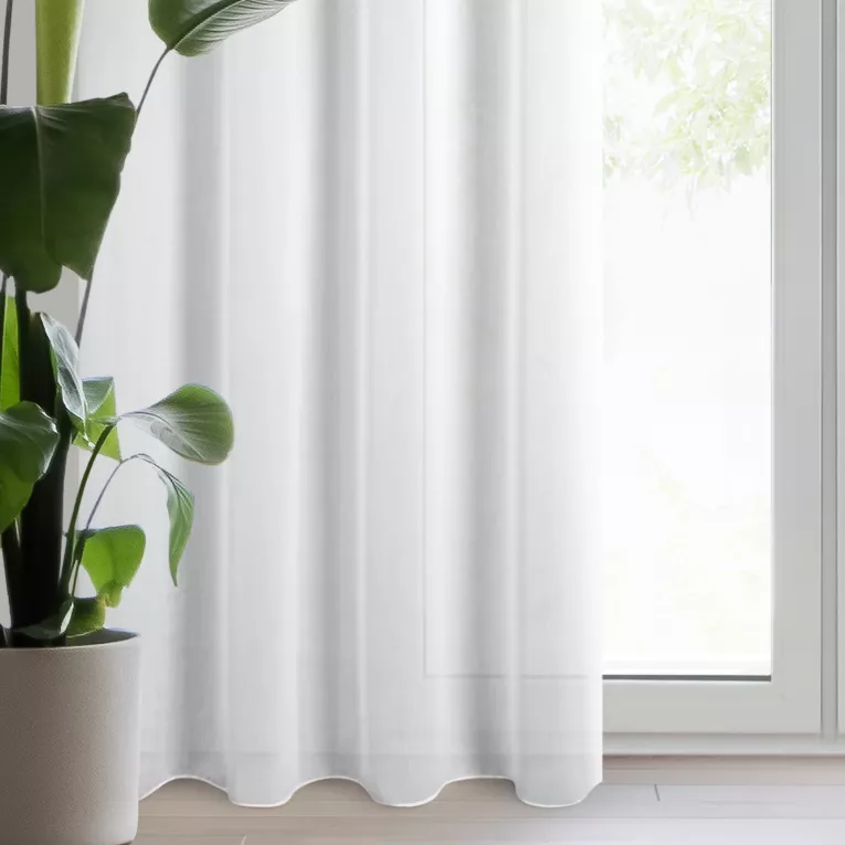 Firana biała z gładkiej matowej tkaniny 140x250 cm przelotka TIRSA