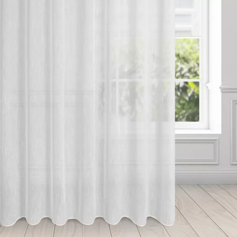 Firana biała z matowej etaminy z efektem deszczyku 300x250 cm przelotka CARLA