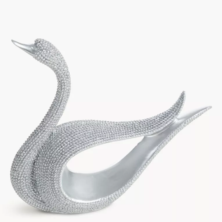 Figurka srebrna w kształcie łabędzia o drobnym strukturalnym wzorze 18x6x15 cm ELDO 1