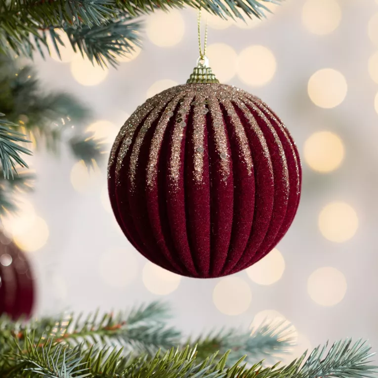 Bombka choinkowa wytłaczana z welwetu obsypana lśniącymi kryształkami