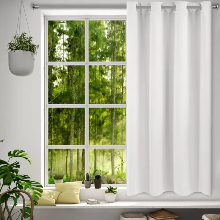 Zasłona biała zaciemniająca gładka półmatowa 140x175cm przelotka - LOGAN