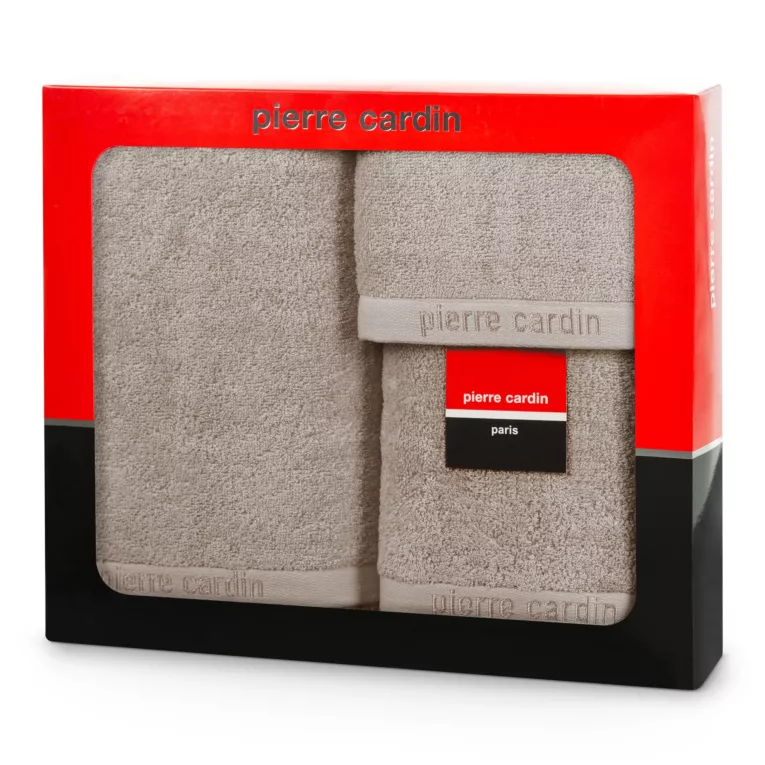 Zestaw ręczników bawełnianych na prezent 3 szt kolor ciemnobeżowy 430 g/m2 EVI Pierre Cardin