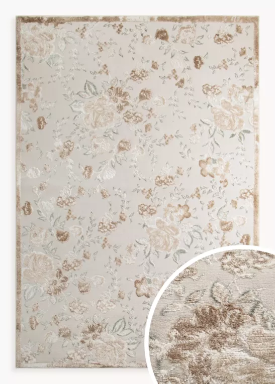 Dywan 60x100 cm beżowo, kremowy z wzorem roślinnym IMPRESIVE 2