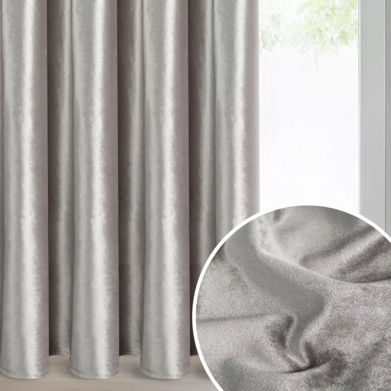 Zasłona beżowa z błyszczącego welwetu 140x270 cm taśma - CAMERON