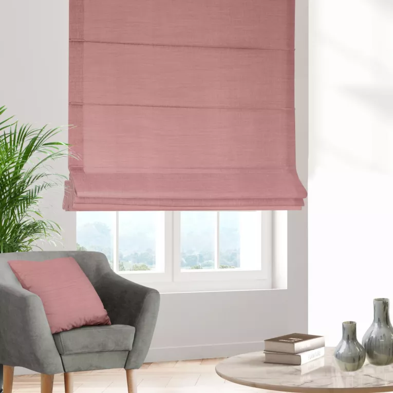 Roleta rzymska wrzosowa z miękkiej tkaniny o naturalnym splocie w stylu ekologicznym