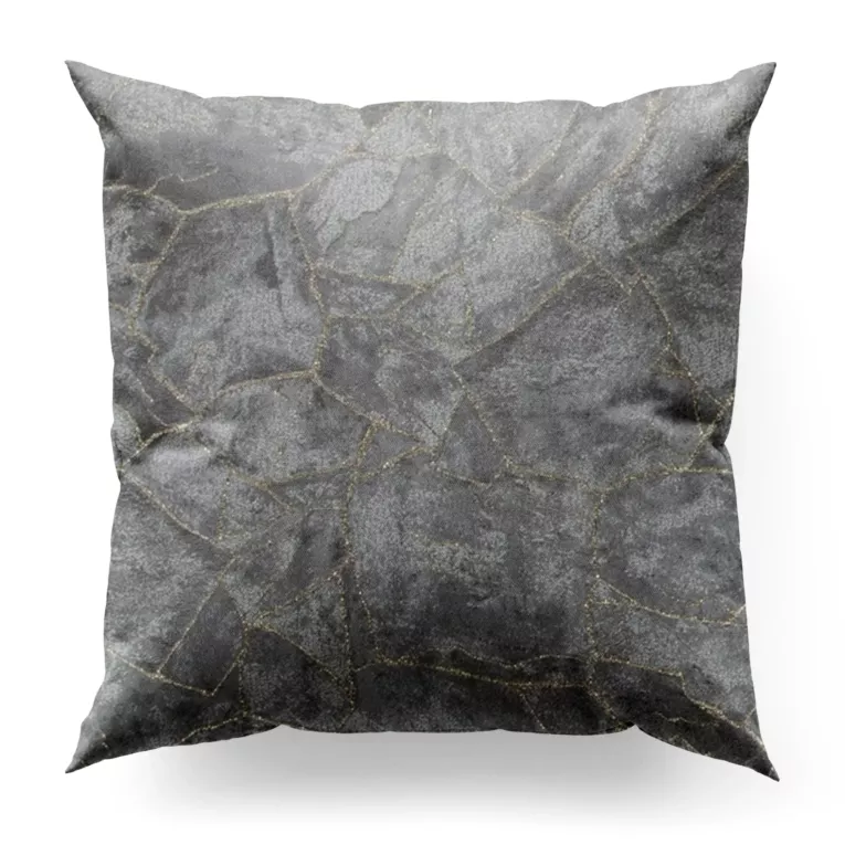 Poszewka szyta popielata z tkaniny z wzorem przetykanym błyszczącą nicią