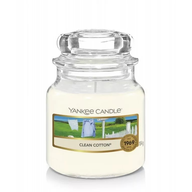 YANKEE CANDLE - Mała świeca zapachowa w słoiku - CLEAN COTTON