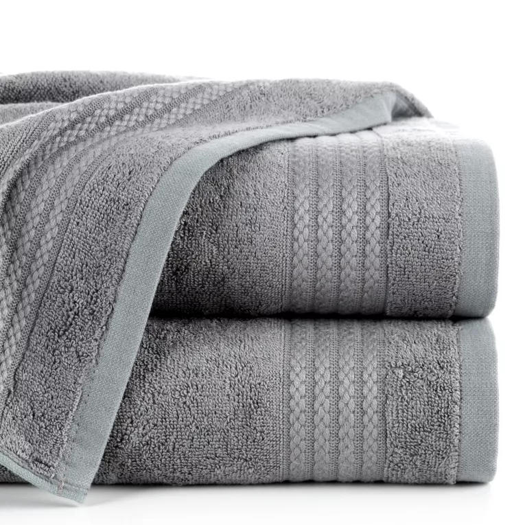 Ręcznik do rąk 30x50 cm bawełniany kolor stalowy zdobiony błyszczącą bordiurą 550 g/m2 LARIS