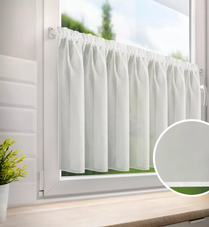 Zazdrostka kremowa z woalu wykończona atłasową lamówką 150x50 cm tunel - VIOLET