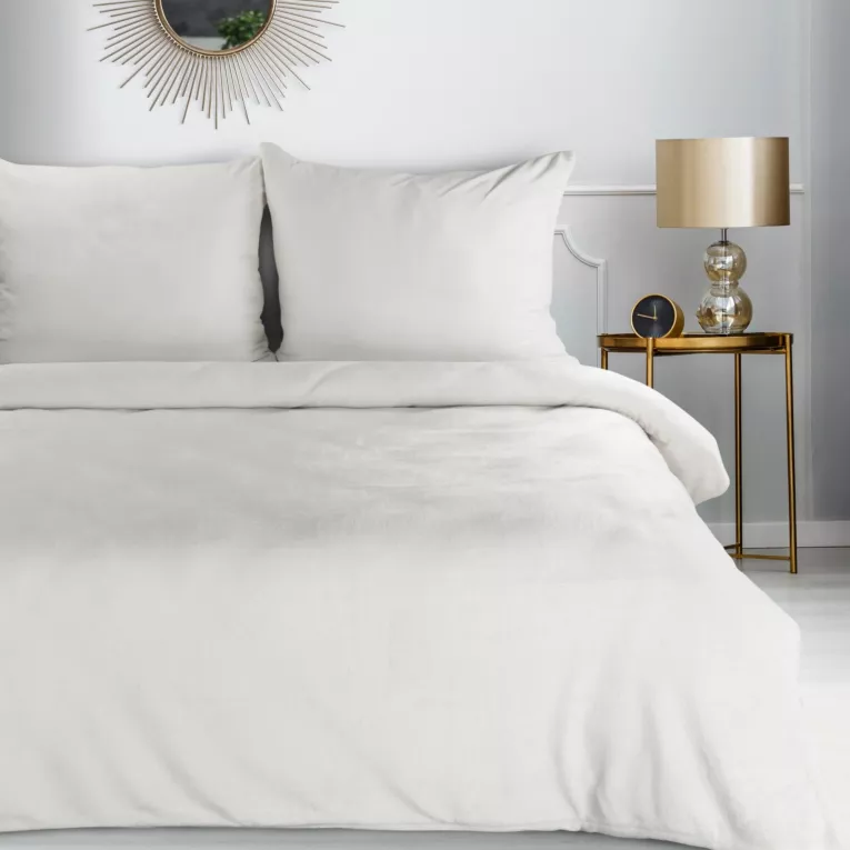 Pościel 220x200 cm gładka z polaru kolor kremowy FLANO