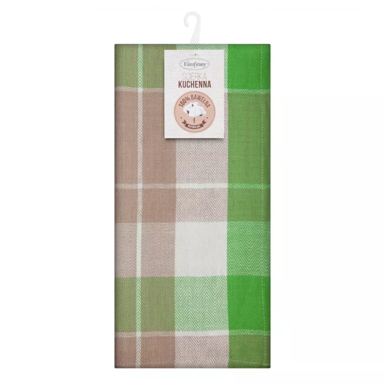 Komplet ściereczek kuchennych 2szt 50x70 cm bawełniany kolor zielony zdobionych w subtelną kratkę 200 g/m2 MONA