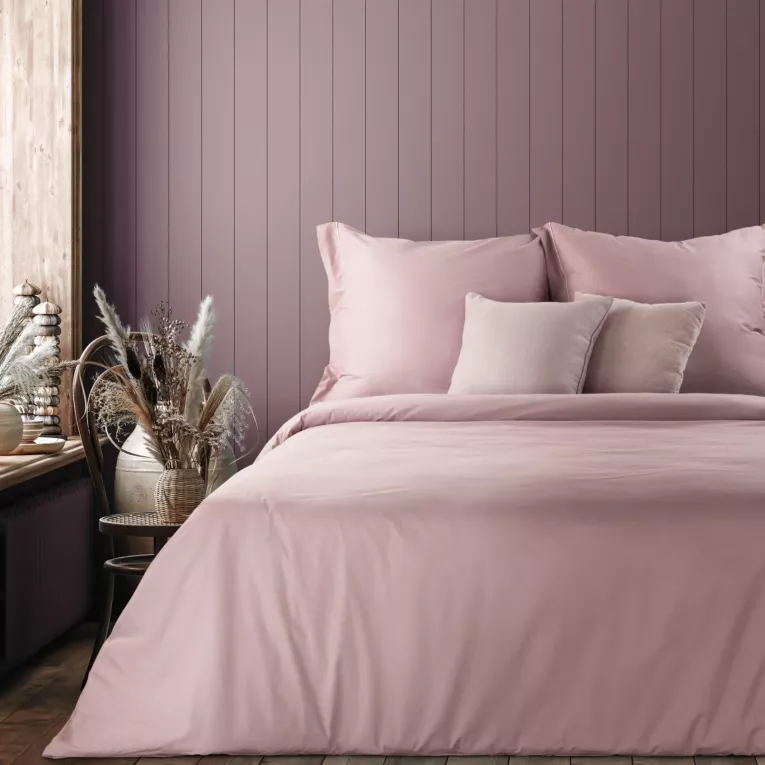 Pościel 220x200 cm bawełniana kolor wrzosowy z elegancką kantą AVINION Terra Collection