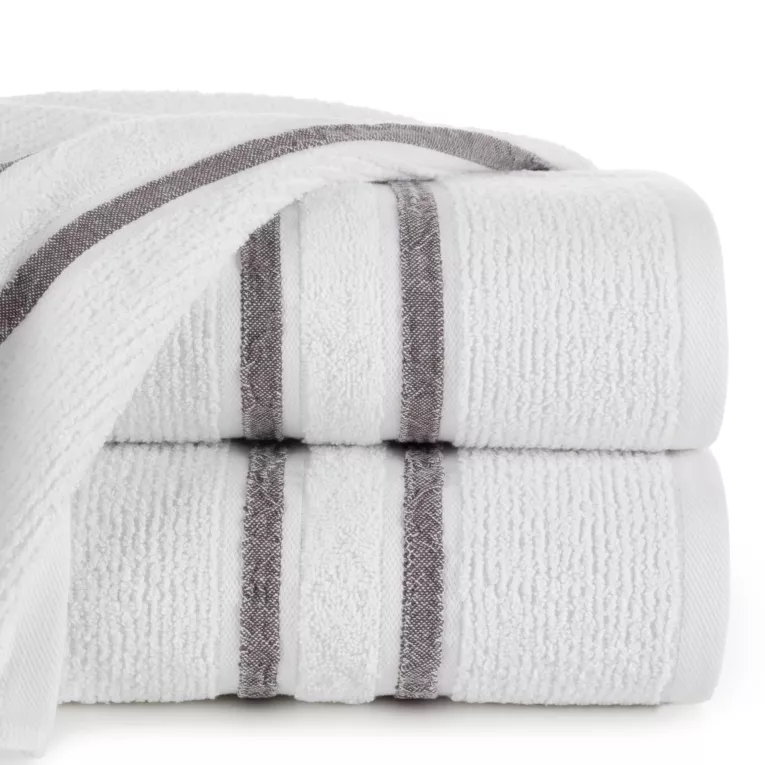 Ręcznik do rąk 30x50 cm bawełniany kolor biały w kontrastujące pasy 500 g/m2 DINA