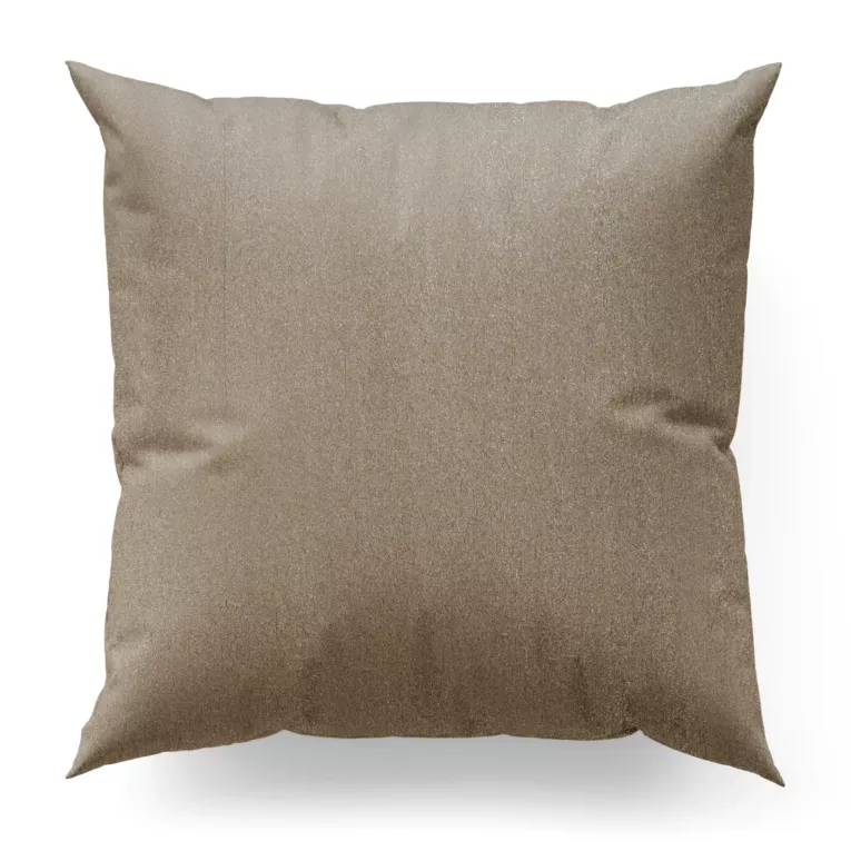 Poszewka szyta beżowo srebrna z gładkiej tkaniny przeplatanej błyszczącą lureksową nicią