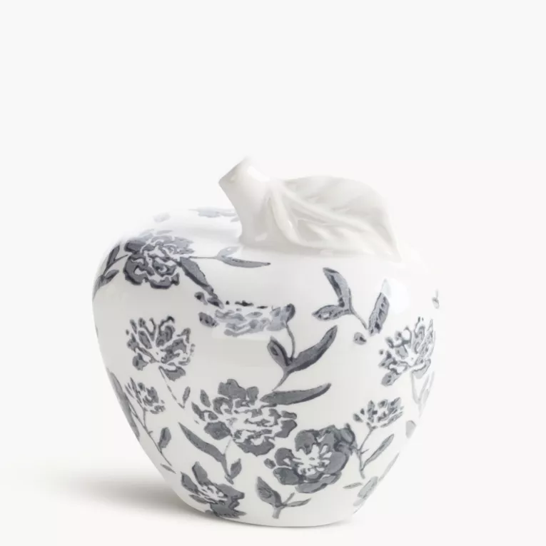 Figurka dekoracyjna biało, granatowa zdobiona roślinnym motywem 13x9x13 cm VIVIAN