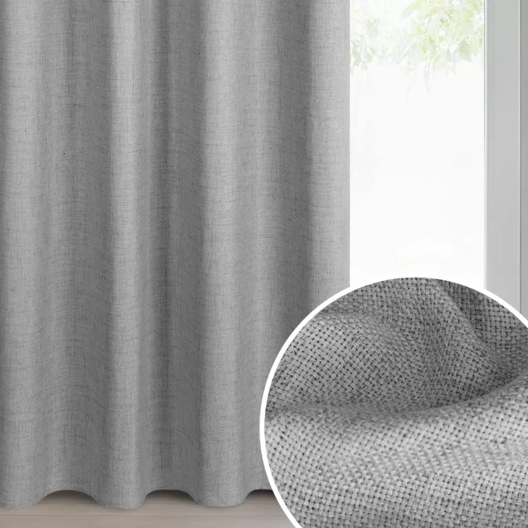 Zasłona srebrna w stylu eko 140x270 cm taśma - JULA2