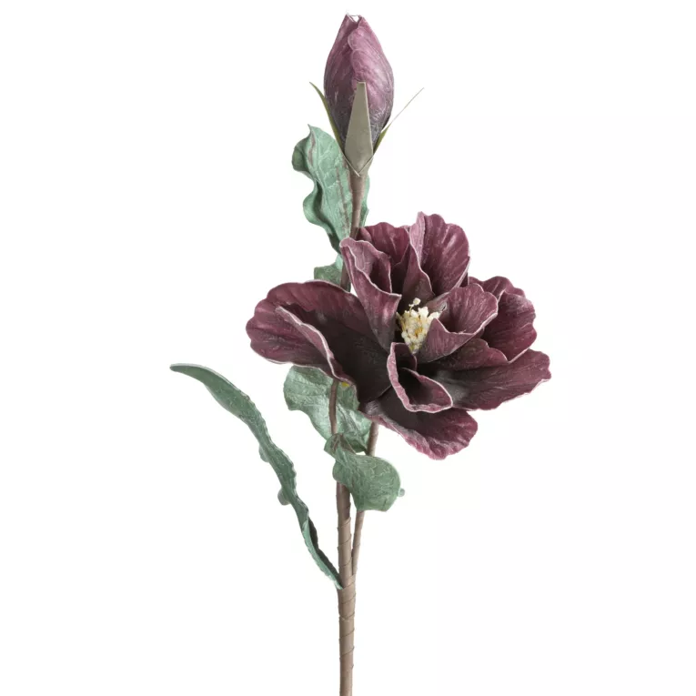 Kwiat sztuczny ciemnofioletowy z plastycznej pianki foamiran 70 cm