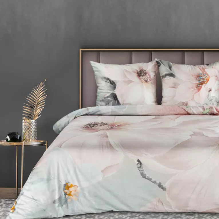 EUROFIRANY PREMIUM Komplet pościeli z makosatyny z pastelowym nadrukiem kwiatów
