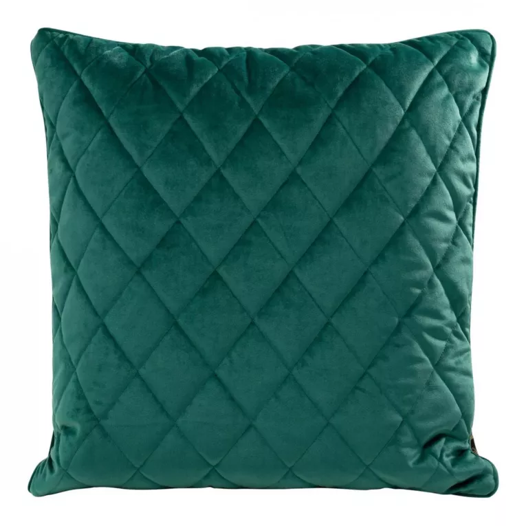 Poduszka 50 x 50 cm ciemnoturkusowa pikowana we wzór karo z ozdobną wypustką na brzegach VELVET 28