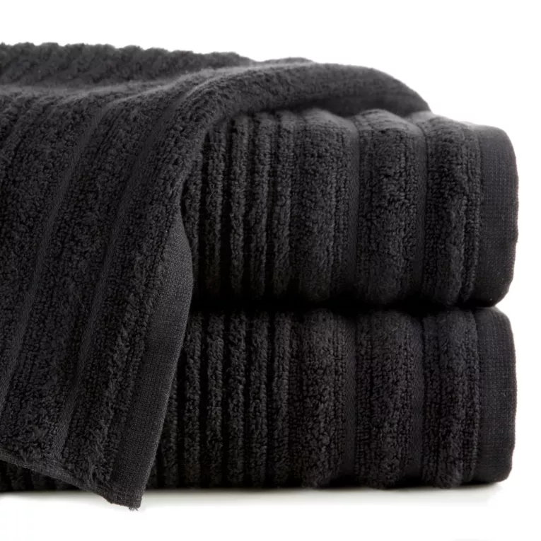 Ręcznik kąpielowy 70x140 cm bawełniany kolor czarny zero twist zdobiony paseczkami 400 g/m2 SAMMY